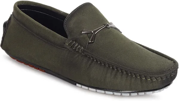 Olive_Suede_Slip-On_Loafers_For_Men