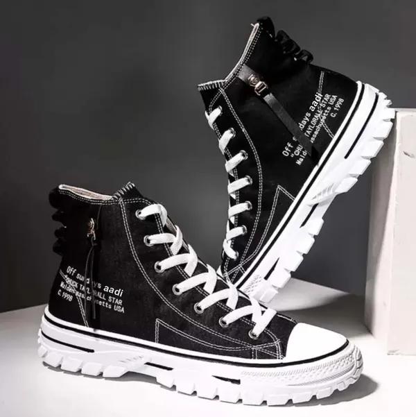 Black_Textile_Lace-Ups_Boots_For_Men