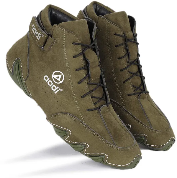 Olive_Synthetic_Lace-Ups_Riding_Shoes_For_Men