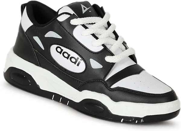 Black_&_White_Synthetic_Lace-Ups_Sneakers_For_Men
