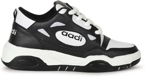 Black_&_White_Synthetic_Lace-Ups_Sneakers_For_Men