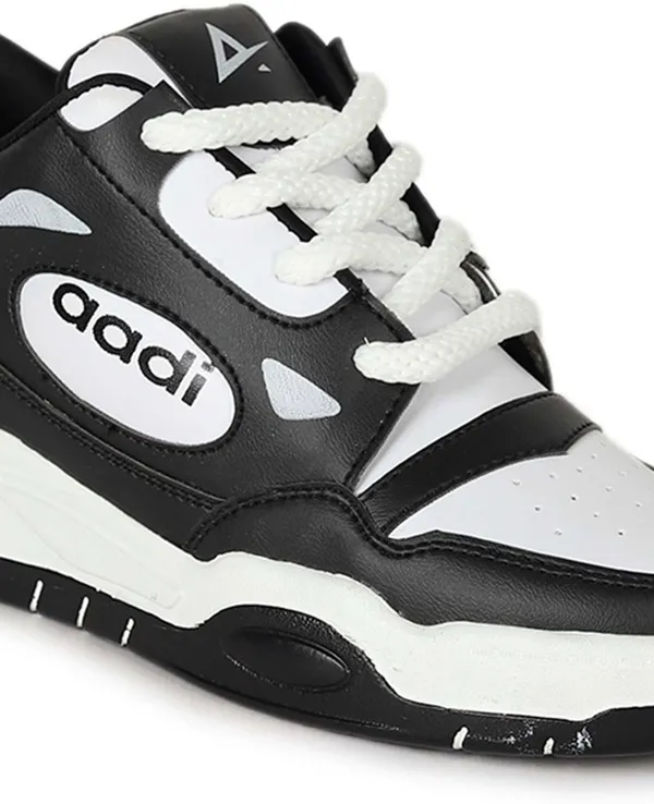 Black_&_White_Synthetic_Lace-Ups_Sneakers_For_Men