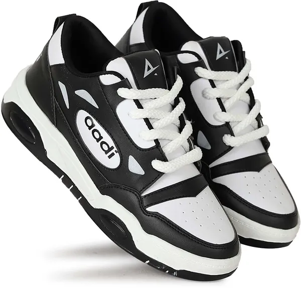 Black_&_White_Synthetic_Lace-Ups_Sneakers_For_Men
