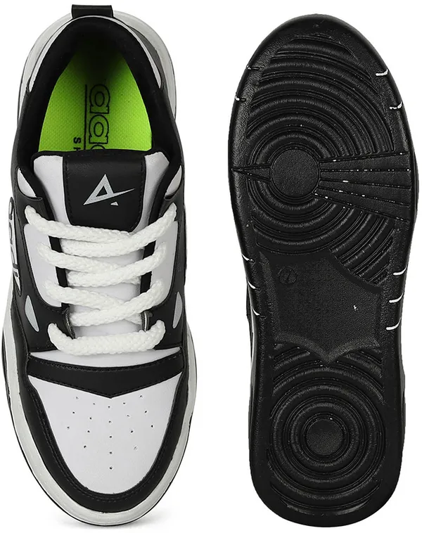 Black_&_White_Synthetic_Lace-Ups_Sneakers_For_Men