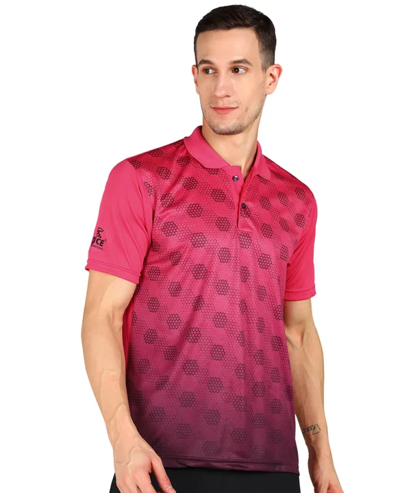 Magenta_&_Black_Polo_T-Shirt_For_Men