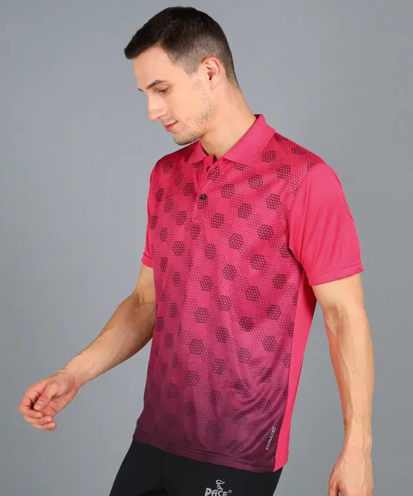 Magenta_&_Black_Polo_T-Shirt_For_Men