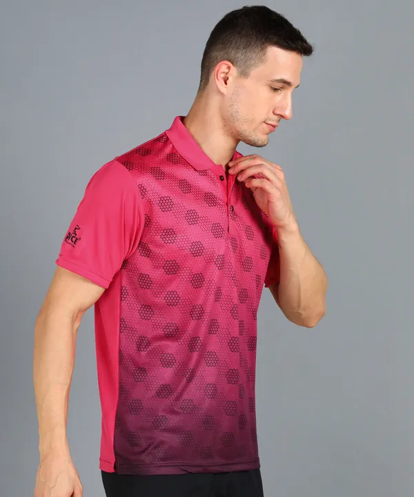 Magenta_&_Black_Polo_T-Shirt_For_Men