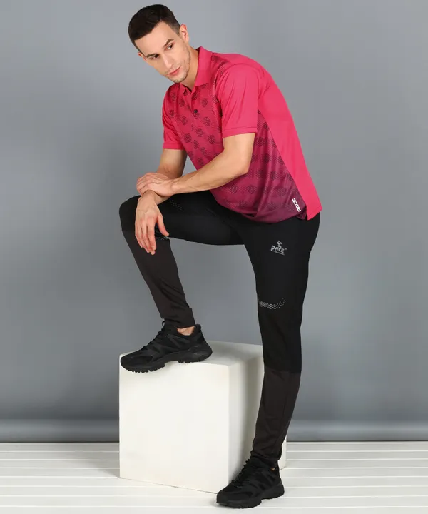 Magenta_&_Black_Polo_T-Shirt_For_Men