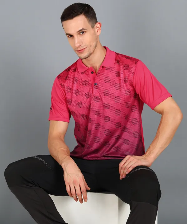 Magenta_&_Black_Polo_T-Shirt_For_Men