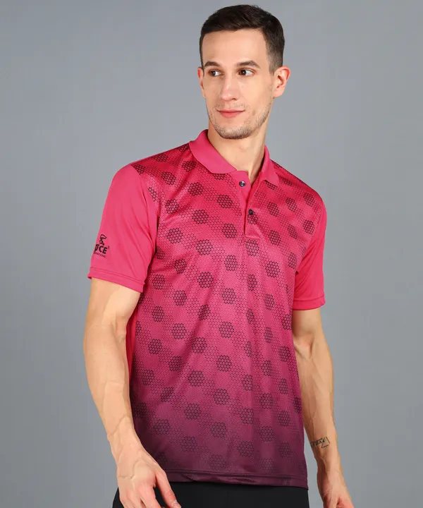 Magenta_&_Black_Polo_T-Shirt_For_Men