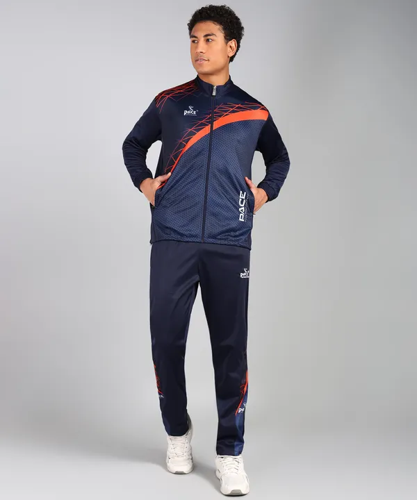 Pace International Navy Blue Orange Poly Printed Track Suit For Men Price in India Buy Pace International Navy Blue Orange Poly Printed Track Suit For Men online at undefined