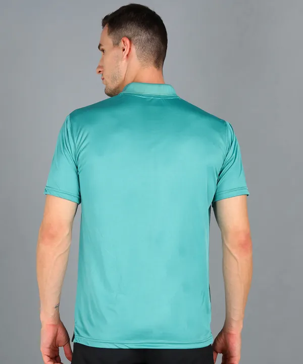 Sea_Green_&_Black_Polo_T-Shirt_For_Men
