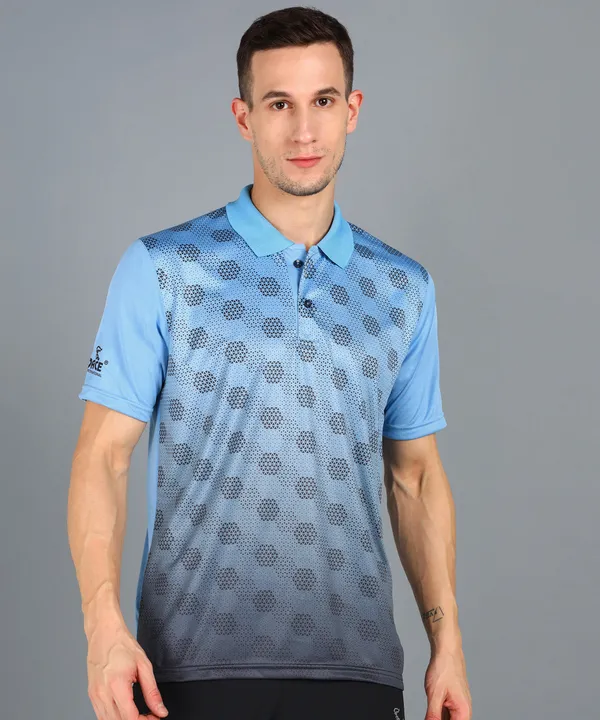 Sky_Blue_&_Black_Polo_T-Shirt_For_Men