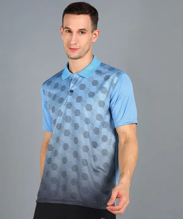 Sky_Blue_&_Black_Polo_T-Shirt_For_Men