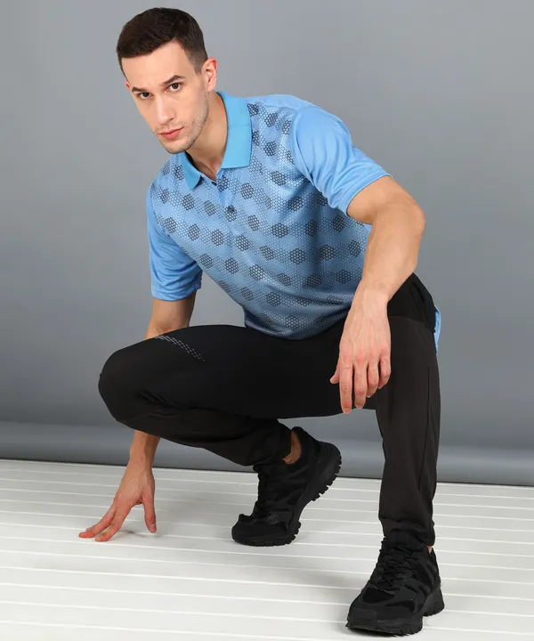 Sky_Blue_&_Black_Polo_T-Shirt_For_Men