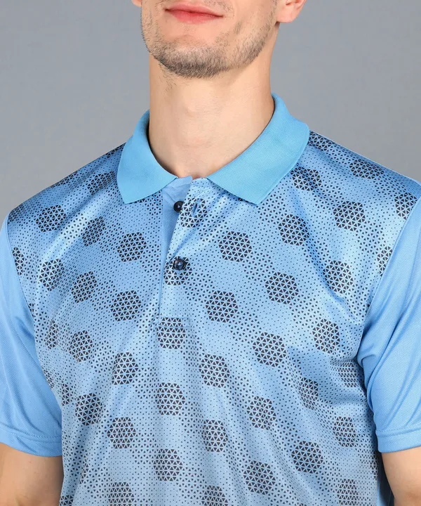 Sky_Blue_&_Black_Polo_T-Shirt_For_Men