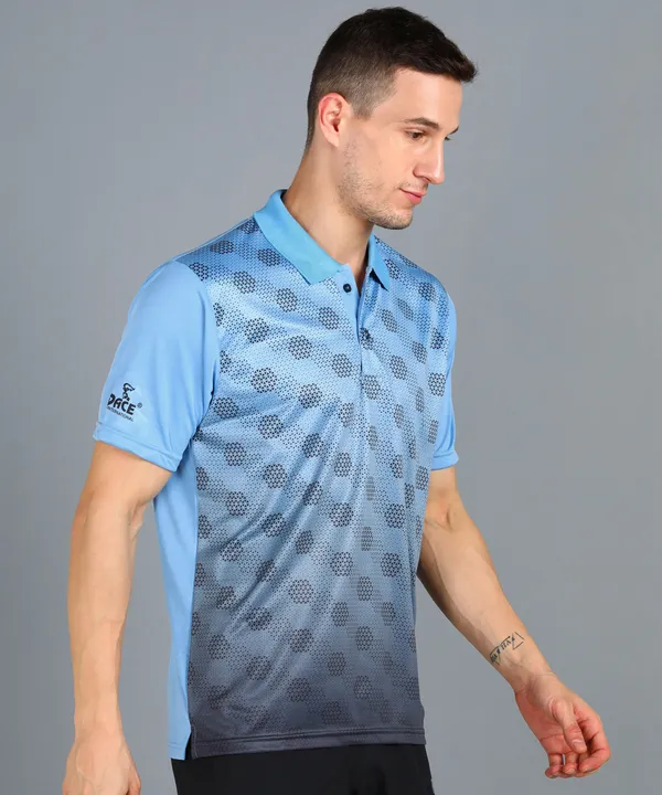 Sky_Blue_&_Black_Polo_T-Shirt_For_Men