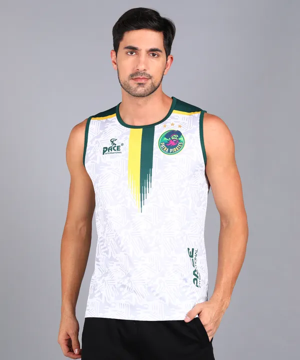 White_&_Green_&_Yellow_Sleeveless_T_Shirt_For_Men