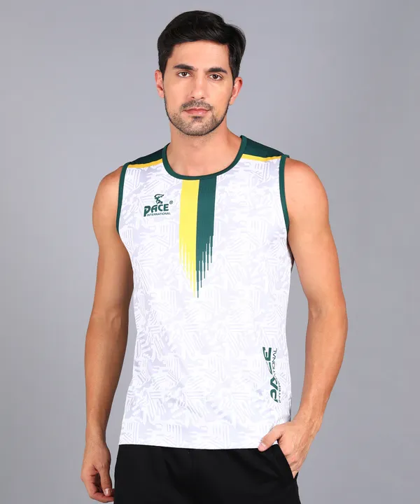 White_&_Green_&_Yellow_Sleeveless_T_Shirt_For_Men