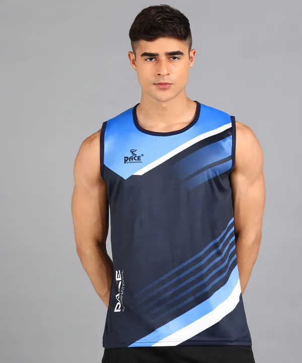Pace International Navy Blue Sleeveless T Shirt For Men Price in India Buy Pace International Navy Blue Sleeveless T Shirt For Men online at undefined