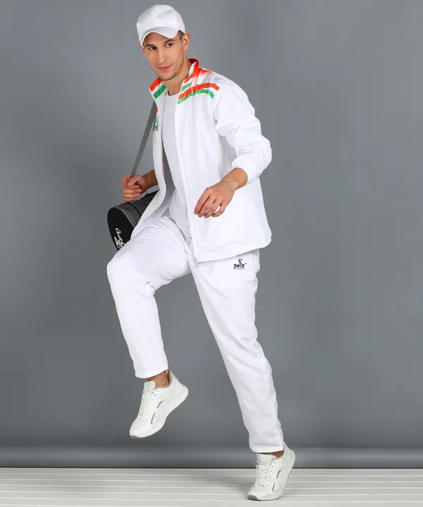 Pace International White Micro Printed Track Suit For Men Price in