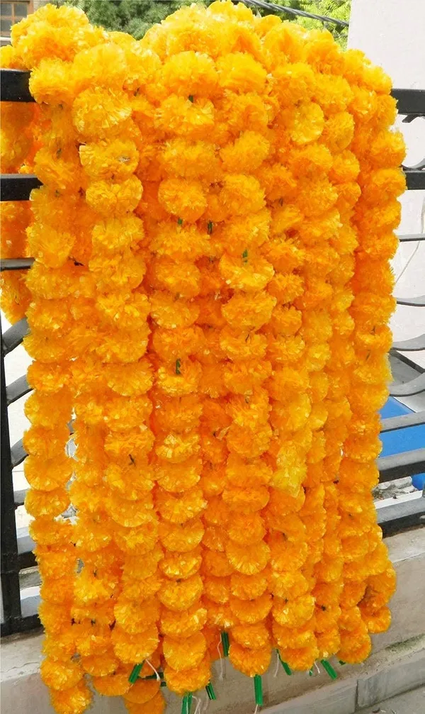 Pack_Of_5_Yellow_Candela_Artificial_Marigold_Flowers_For_Decoration