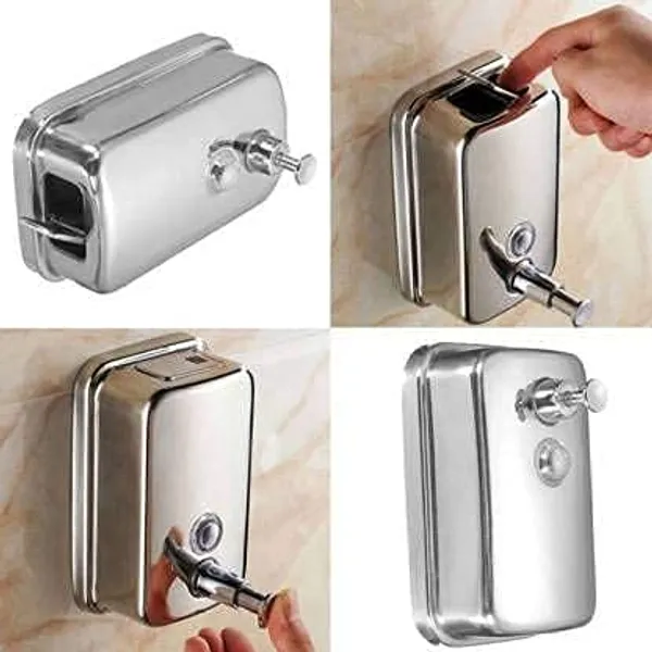 Silver___Candela_Stainless_Steel_Soap_Dispenser-800Ml|Push_Button_Wall_Mounted_Dust_And_Rust_Proof_Use_For_Kitchen_Bathroom_Home_Office_Hotels_Rooms_Restaurants.