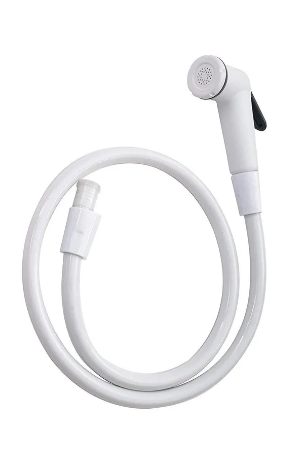 White___Candela_PVC_Flexible_Health_Faucet_Set_With_Gun_Pipe_Hook_-Bathroom_Accessories_(Standard_Size_)_#New