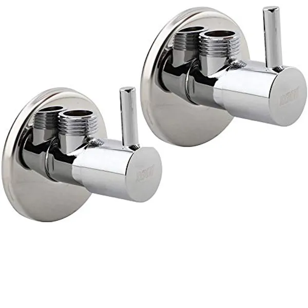 Pack_of_2_Angle_Valve_with_wall_flange,_Chrome_finish,_tap_Connector,_stop_cock-HEAVY_QUALITY_STAINLESS_STEEL,QUARTER_TURN_ACTION_(2_PCS_SET_WITH_FLANGE_CAPS)