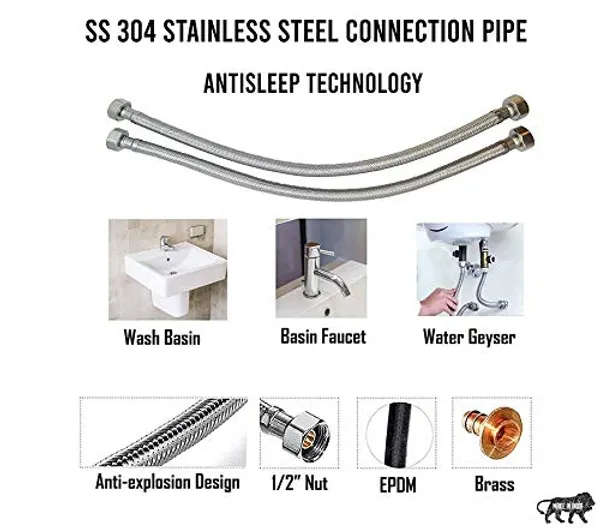 Pack_Of_2_Silver_Candela_Stainless_Steel_Connection_Pipe/hose_Pipe_18_Inch