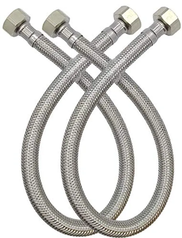 Silver___Candela_Stainless_Steel_Connection_Pipehose_Pipe_(2_Pec._Set)_(Pack_Of_1_Pair_24_Inch)