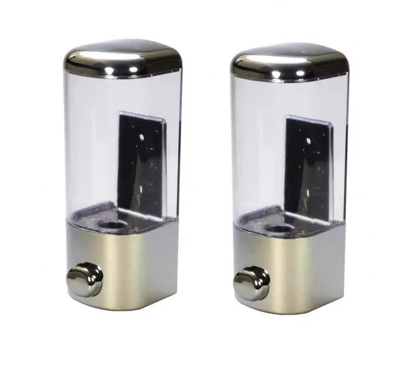 Pack_Of_2_White_Candela_Plastic_Push_Button_Liquid_Soap_Lotion_Shampoo_Dispenser_Standard