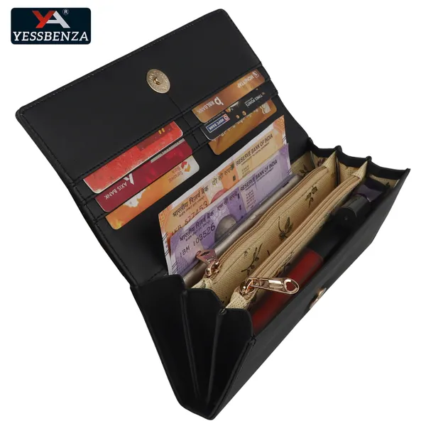 Black_Handbag:_Ladies_Casual_Pu_Magnetic_Closure_Flap-Fold_Clutch_Bag