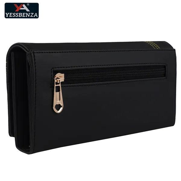 Black_Handbag:_Ladies_Casual_Pu_Magnetic_Closure_Flap-Fold_Clutch_Bag