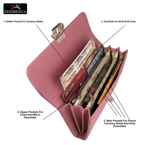 Peach_Handcrafted_Synthetic_Leathers_Ladies_Clutch_Wallet_Casual_Party_Forma_Sportss