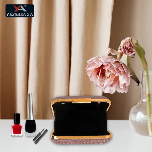 Peach_Polycotton_Fabric_Hand_Side_Slings_Party_Clutch_Bag_For_Women