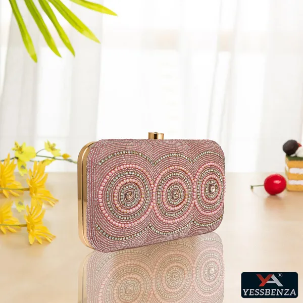 Peach_Embroidery_Blended_Cotton_Twist_Clasp_Clutch_Bag_For_Parties