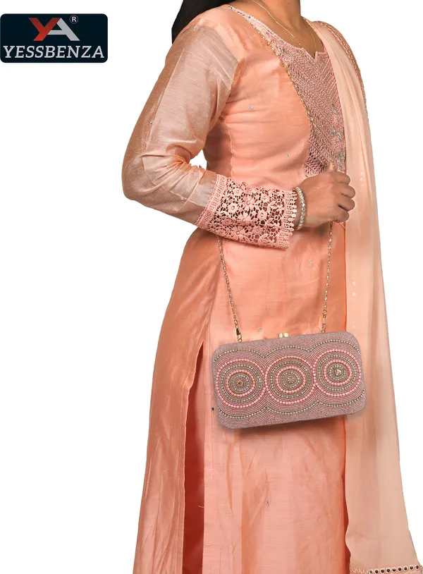 Peach_Embroidery_Blended_Cotton_Twist_Clasp_Clutch_Bag_For_Parties
