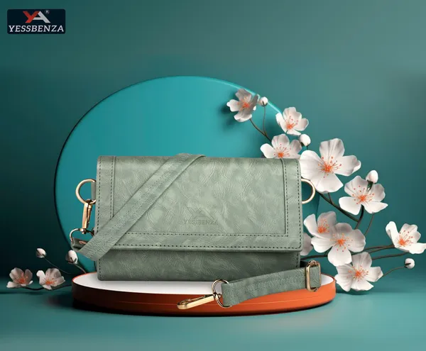 Light_Green_Faux_leather_Sling_bag_for_Womens_&_Girls