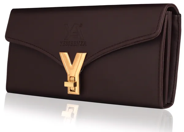 Quality_Brown_Y_Twist_Lock_Clutch_Wallet_For_Casual_Parties