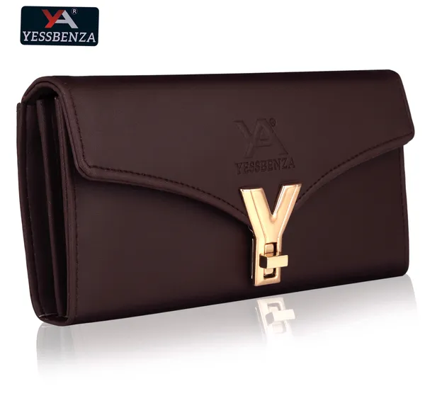 Quality_Brown_Y_Twist_Lock_Clutch_Wallet_For_Casual_Parties