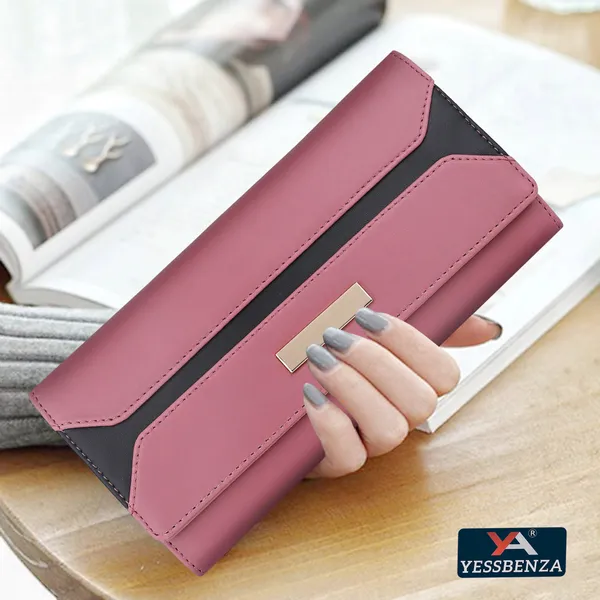 Pink_Synthetic_Two-Fold_Envolap_Hand_Clutch_Bag_For_Casual_Or_Formal_Events