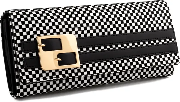 Black_And_White_Ladies_Handbags_Envolap_Closure_Two-Fold_Clutch_Bag