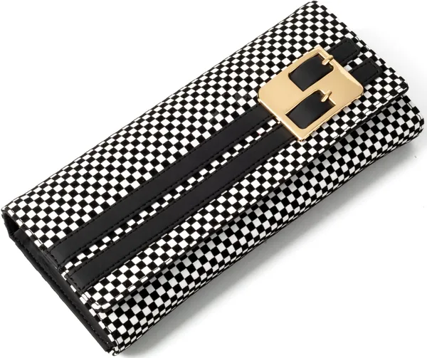 Black_And_White_Ladies_Handbags_Envolap_Closure_Two-Fold_Clutch_Bag