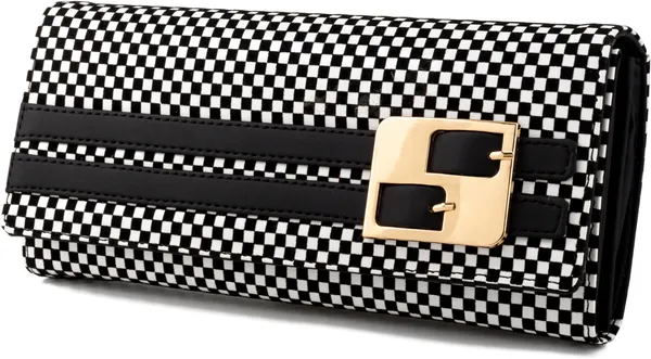 Black_And_White_Ladies_Handbags_Envolap_Closure_Two-Fold_Clutch_Bag