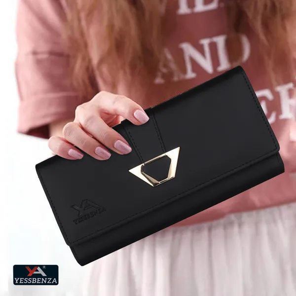 Black_Handcrafted_Faux-Leather_Envelop_Flap-Fold_Clutch_Bag_For_Women