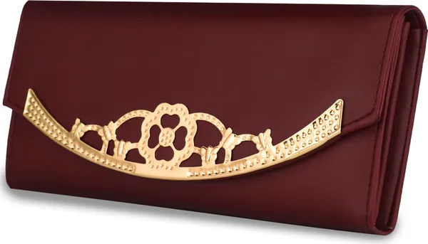 Maroon_Embellish_Handcrafted_Synthetic_Leathers_Two-Fold_Magnetic_Closure_Clutch_Bag