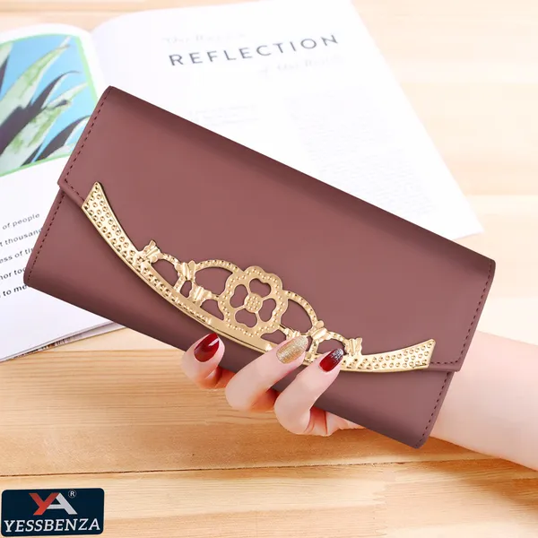 Peach_Casual_Synthetic_Polyester_Cotton_Leather_Magnetic_Women'S_Clutches_Wallets_Bag