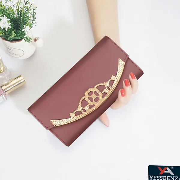 Peach_Casual_Synthetic_Polyester_Cotton_Leather_Magnetic_Women'S_Clutches_Wallets_Bag
