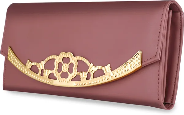 Peach_Casual_Synthetic_Polyester_Cotton_Leather_Magnetic_Women'S_Clutches_Wallets_Bag